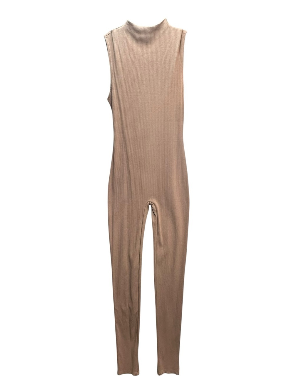 Lilly’s Kloset Brown Ribbed Mock Neck Sleeveless Jumpsuit Catsuit L NWT - Picture 2 of 10